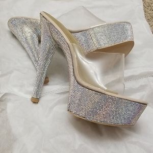 Clear/Transparent Iridescent Stone Heels